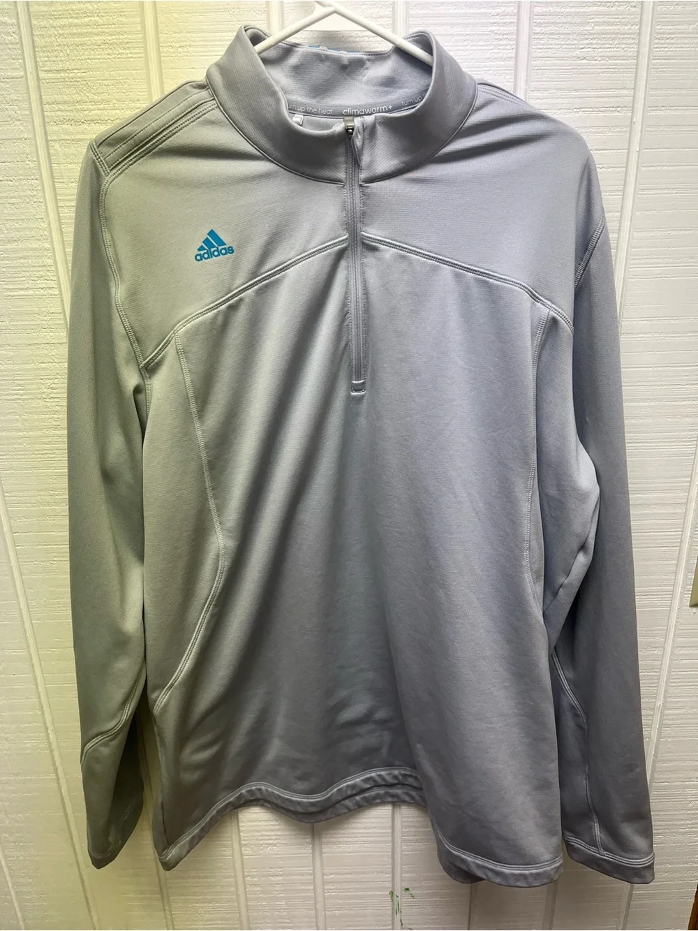 Adidas Golf Men’s XL Quarter Zip Sweatshirt Gray Blue Climawarm Activewear